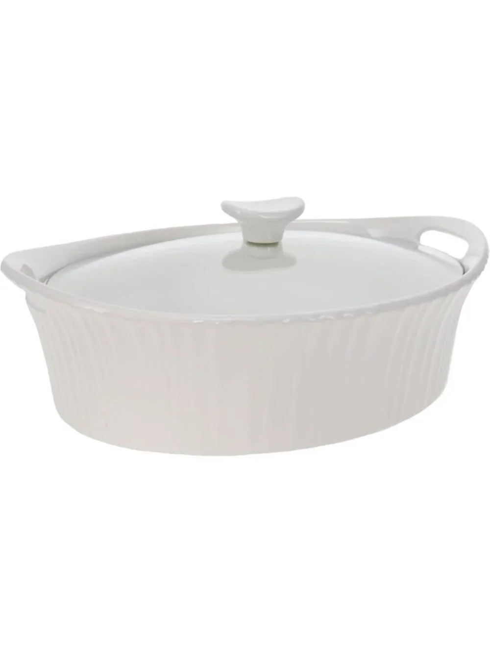Elegant 2.5Qt French White Oval Casserole Dish with Glass Lid - Versatile